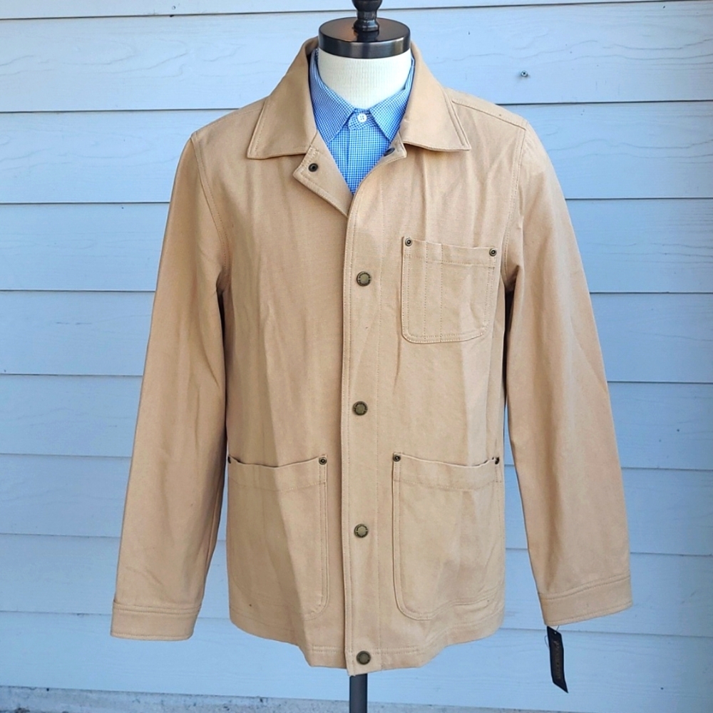 PENDLETON Recent Solid Tan Canvas Cotton Medium Chore‎ Full Button Jacket NEW